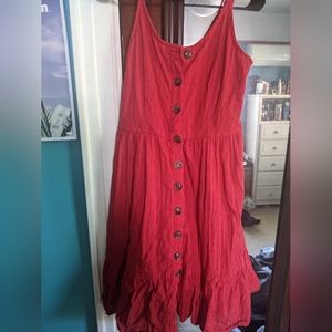 Japna red button-down casual dress Small